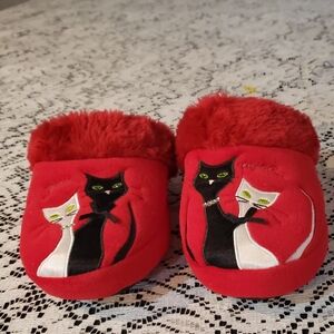 Isotoner Red Slippers With Cats.